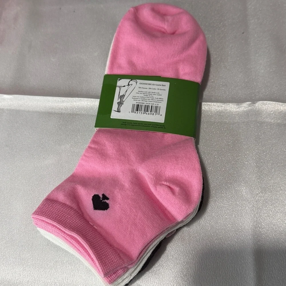 Kate spade socks 3 pairs short socks pink black and white